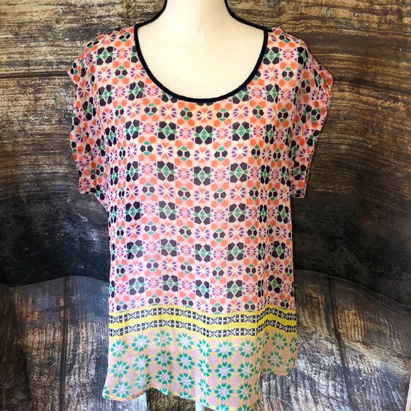 Daniel Rainn Tops - Daniel Rainn sheer colorful pullover blouse